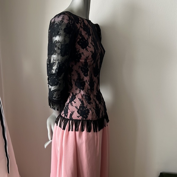 VINTAGE MIDI DRESS BLACK & PINK - Picture 6 of 12
